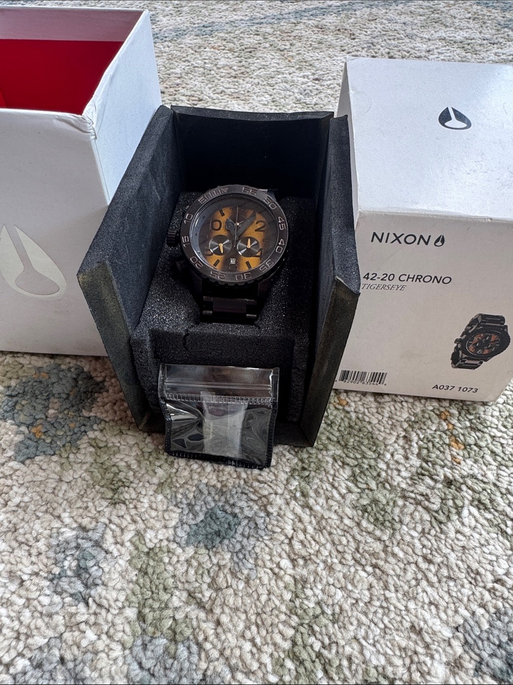 Nixon 42-20 Chrono Tigerseye watch new in box